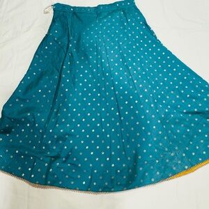 Teal Polka Dot Women's Skirt silk material